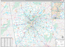Atlanta-Sandy Springs-Roswell Metro Area Wall Map Premium Style 2026